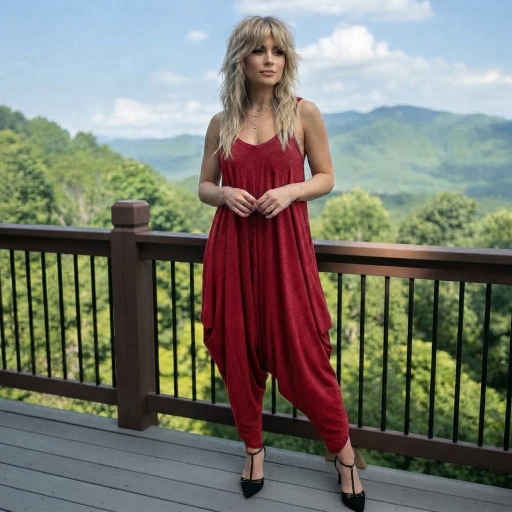 LUXE DIVA Women's Cami Lagenlook Baggy Harem Jumpsuit V Neck Playsuit