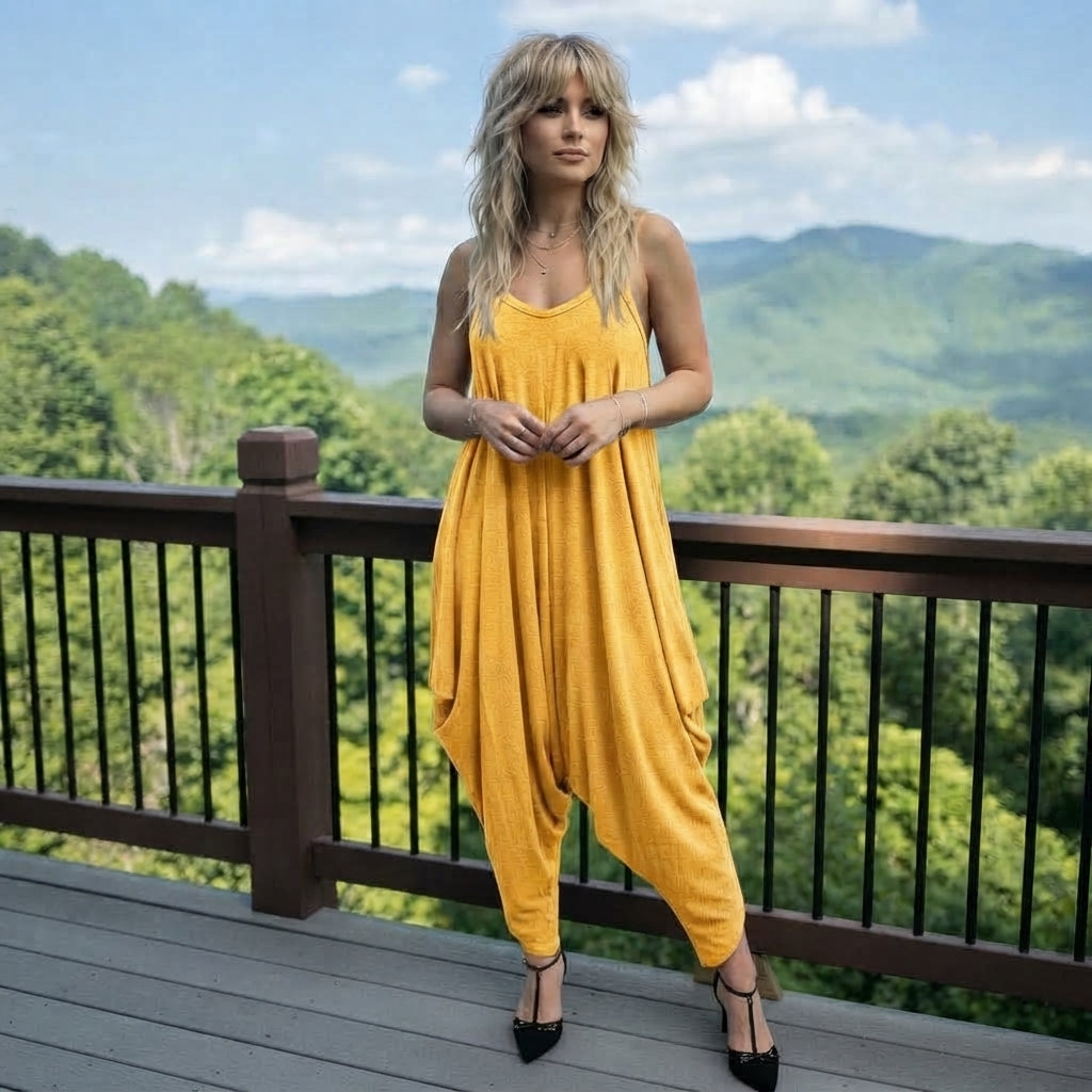 LUXE DIVA Women's Cami Lagenlook Baggy Harem Jumpsuit V Neck Playsuit