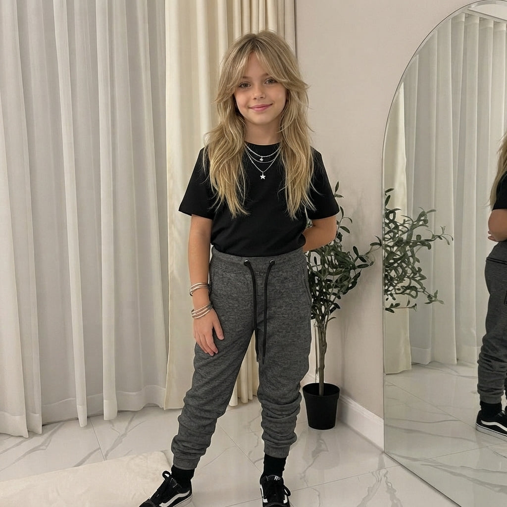 LUXE DIVA Kids Unisex Fleece Joggers Boys Girls PE School Sports Casual Wear