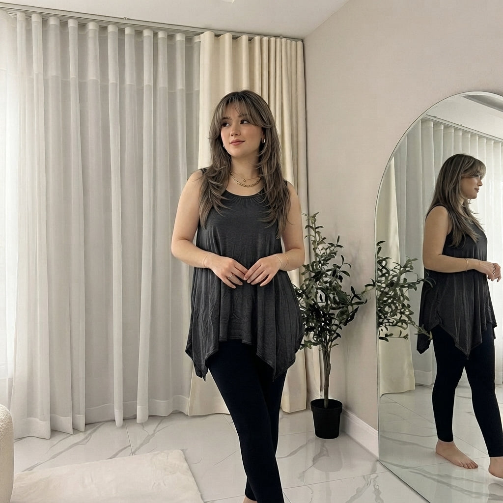 LUXE DIVA Women's Hanky Hem Sleeveless Tunic Vest Top Casual