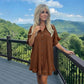 LUXE DIVA Women's Gold Button Pleated Frill Summer Swing Smock Mini Dress