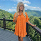 LUXE DIVA Women's Gold Button Pleated Frill Summer Swing Smock Mini Dress
