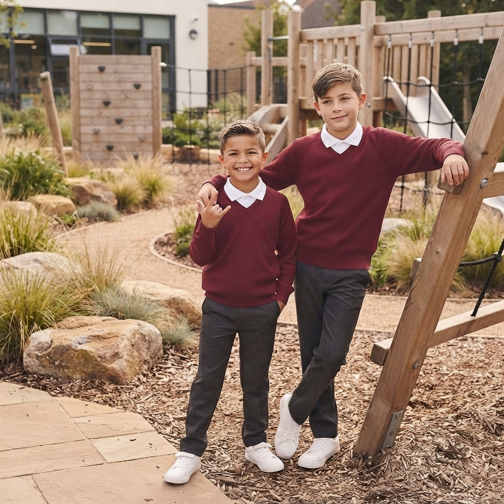 Kids 2 Pack V_Neck School Jumper Ð Long Sleeve Knitwear