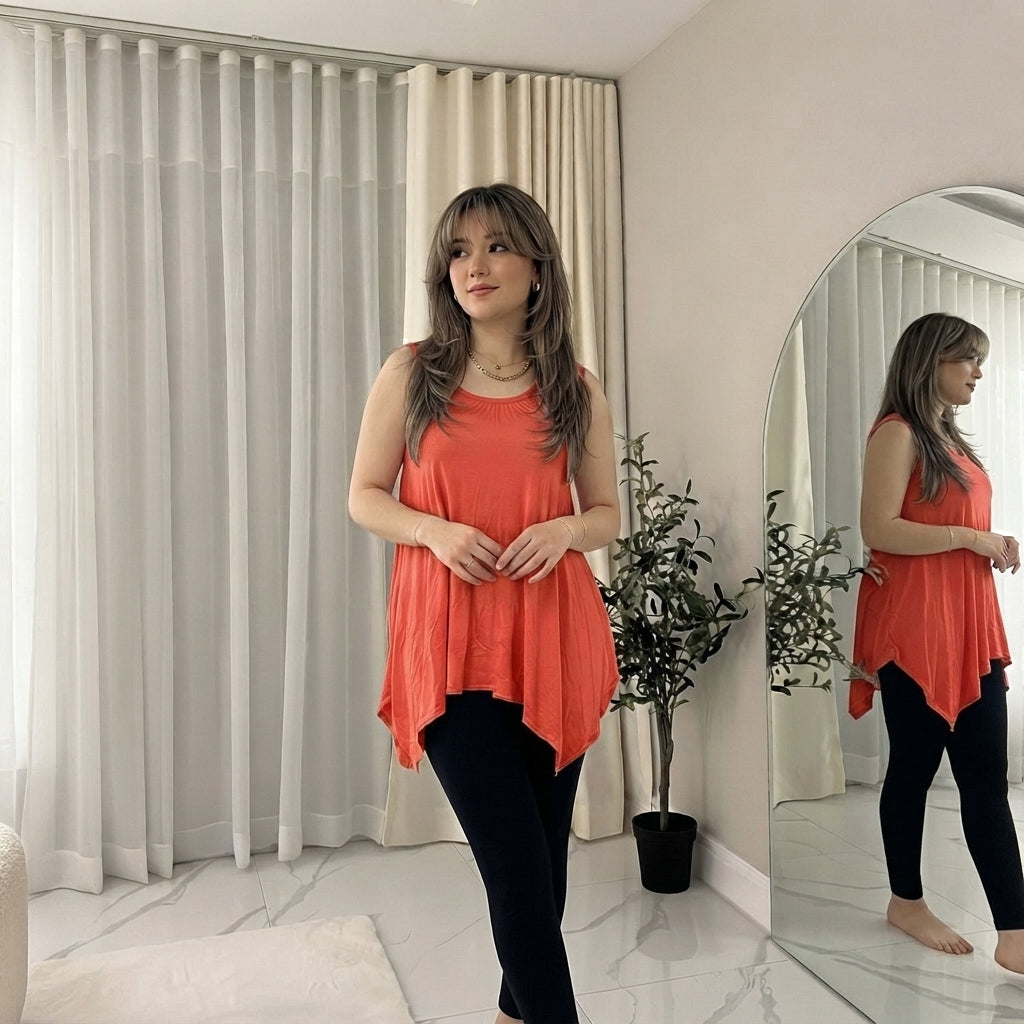 LUXE DIVA Women's Hanky Hem Sleeveless Tunic Vest Top Casual