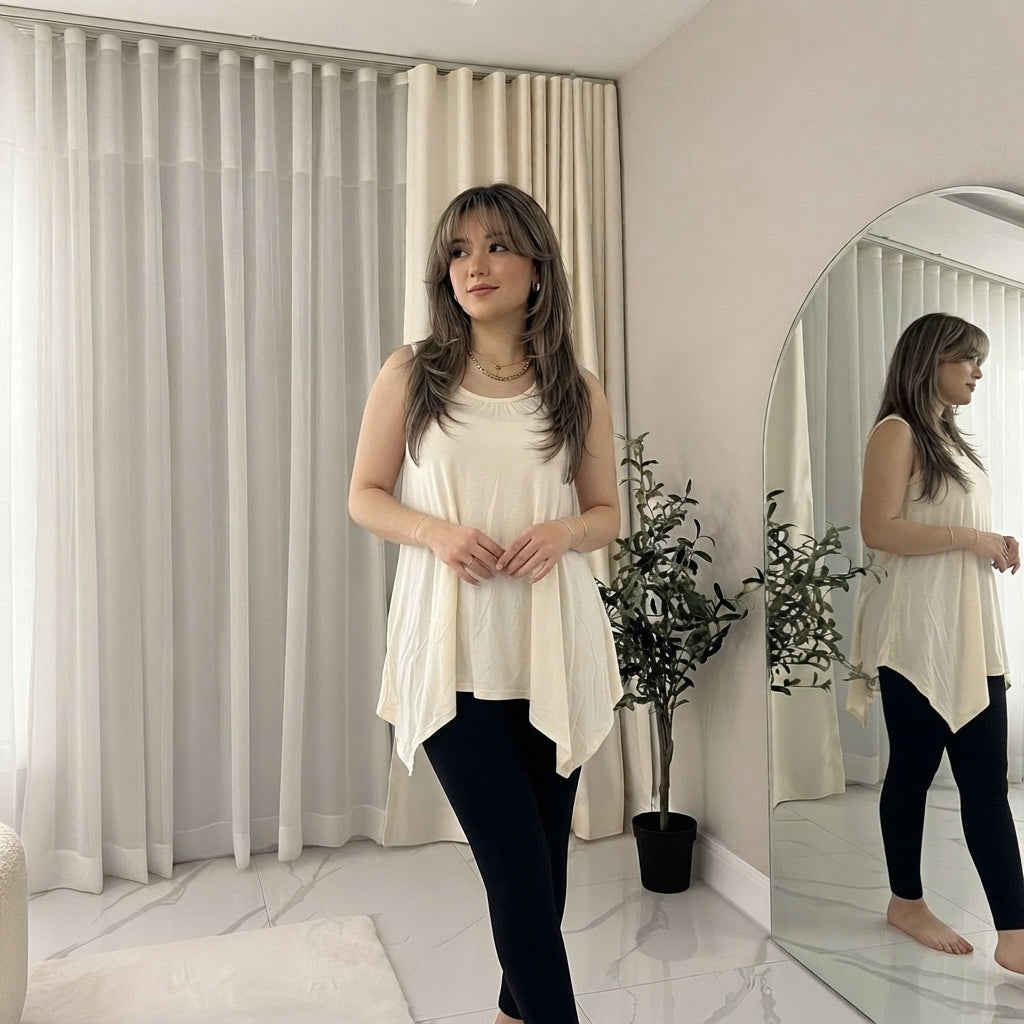 LUXE DIVA Women's Hanky Hem Sleeveless Tunic Vest Top Casual