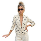 LUXE DIVA LADIES CROP ROUGE SLEEVE POLKA DOT BLAZER