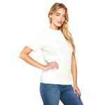 Load image into Gallery viewer, LUXE DIVA Women’s Short Sleeve Soft Smooth Cable Knitted Jumper Ladies Round Neck Oversized Pull Over Knit Warm Sweaters Top Plus Size 8-24
