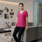 LUXE DIVA Women's Plus Size V-Neck Baggy Top with Turn-Up Short Sleeves
