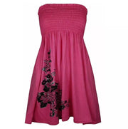 Ladies Sheering Boobtube Gather Bandeau Ruched Top with Side Flower Printed Sheering Top