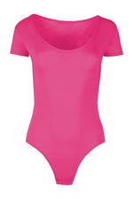Load image into Gallery viewer, Womens Ladies New Cap Short Sleeve Plain Round Neck Stretch Leotard Bodysuit T-Shirt Plunge Top
