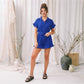 LUXE DIVA Women's Gold Button Belted Playsuit Short Sleeve Romper