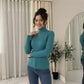 LUXE DIVA Ladies Fine Knit Polo Neck Jumper Super Stretch Ribbed Sweater