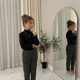 LUXE DIVA Kids Plain Pastel Long Sleeve Polo Neck T Shirt Boys Girls