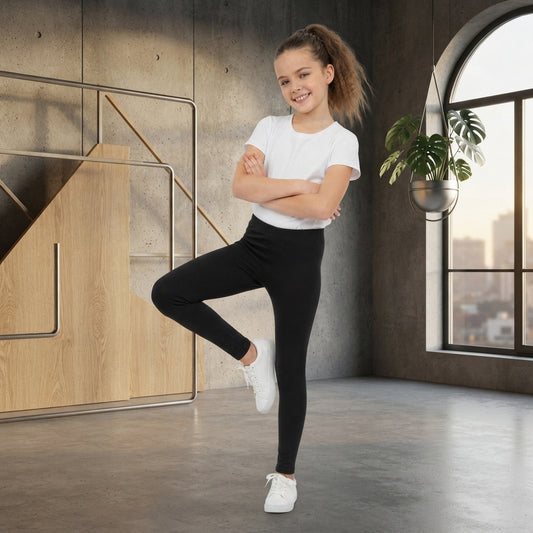 LUXE DIVA Girls Plain Full Length Leggings Stretchy