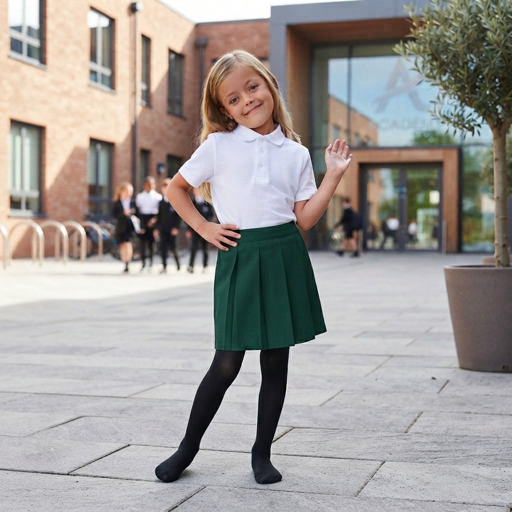 LUXE DIVA Girls Pleated School Skirt Drop Waist Zip