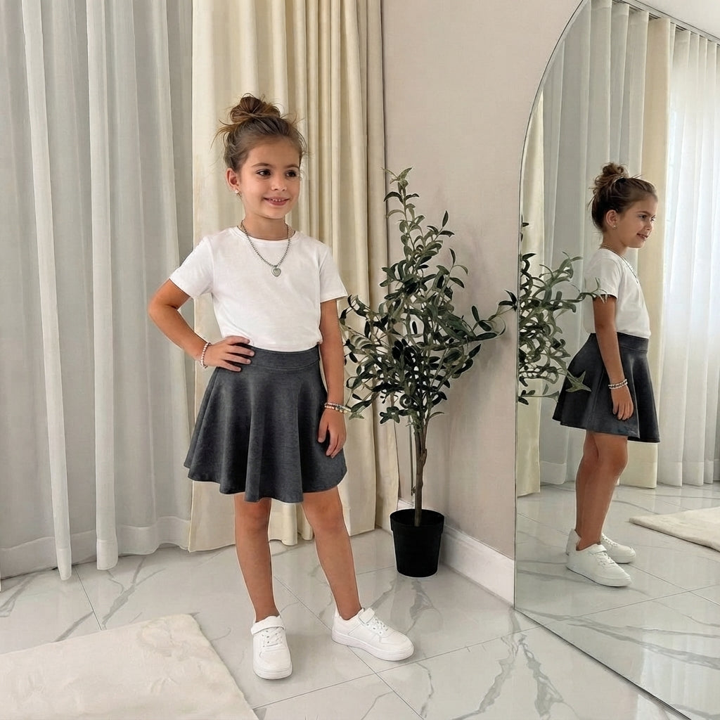 LUXE DIVA Girls Skater Skirt High Waisted Flared Mini Tutu Skirt Ages 5–14