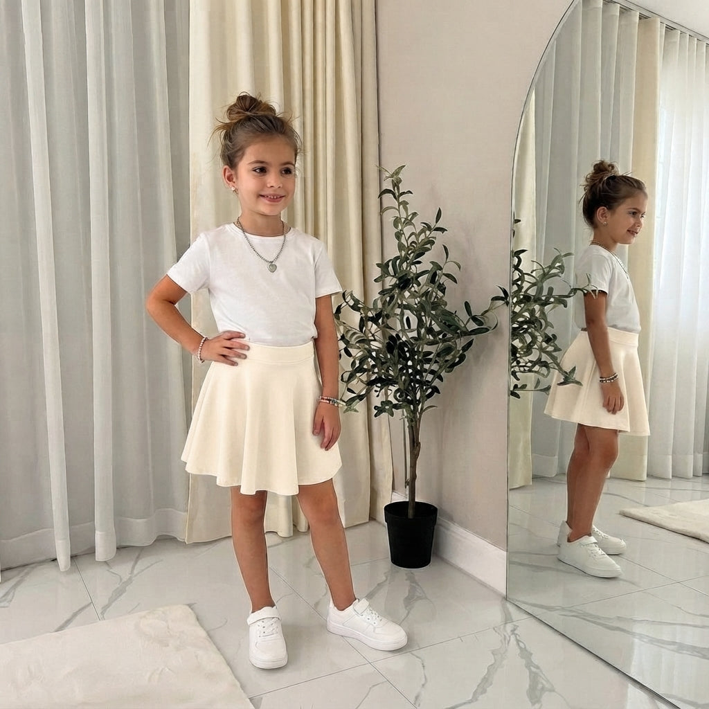 LUXE DIVA Girls Skater Skirt High Waisted Flared Mini Tutu Skirt Ages 5–14