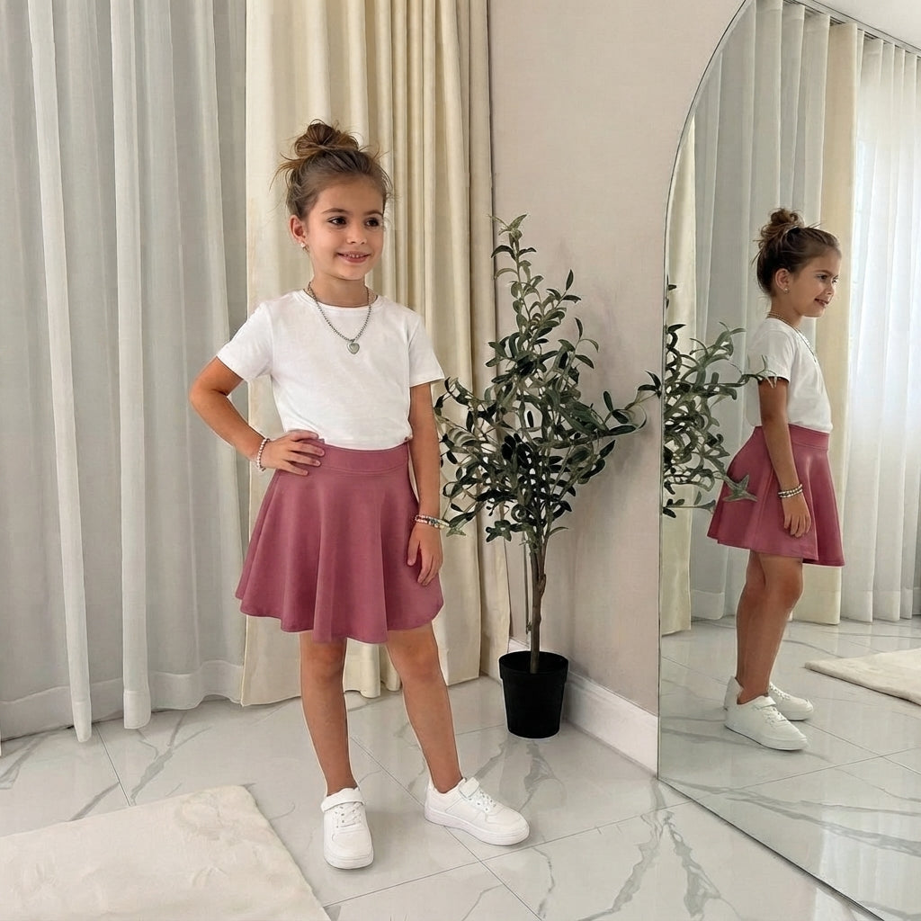 LUXE DIVA Girls Skater Skirt High Waisted Flared Mini Tutu Skirt Ages 5–14
