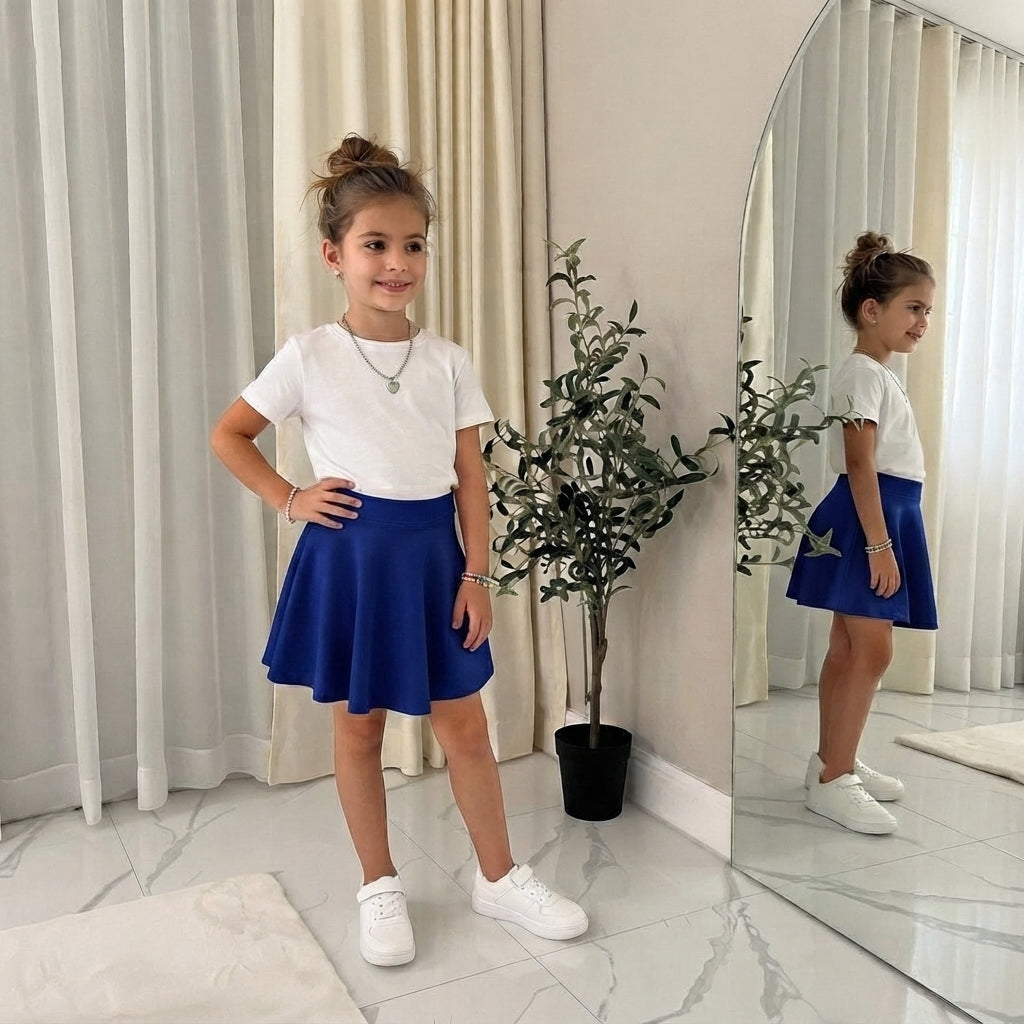 LUXE DIVA Girls Skater Skirt High Waisted Flared Mini Tutu Skirt Ages 5–14