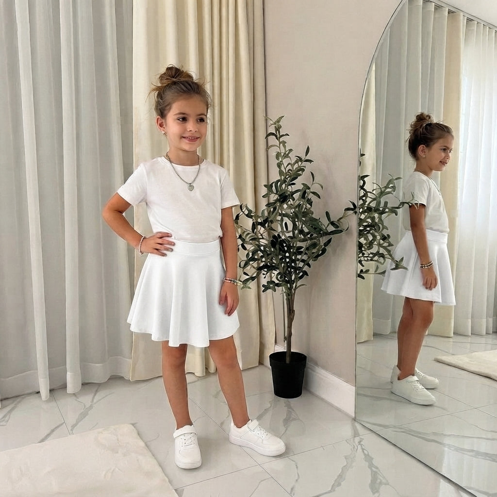 LUXE DIVA Girls Skater Skirt High Waisted Flared Mini Tutu Skirt Ages 5–14