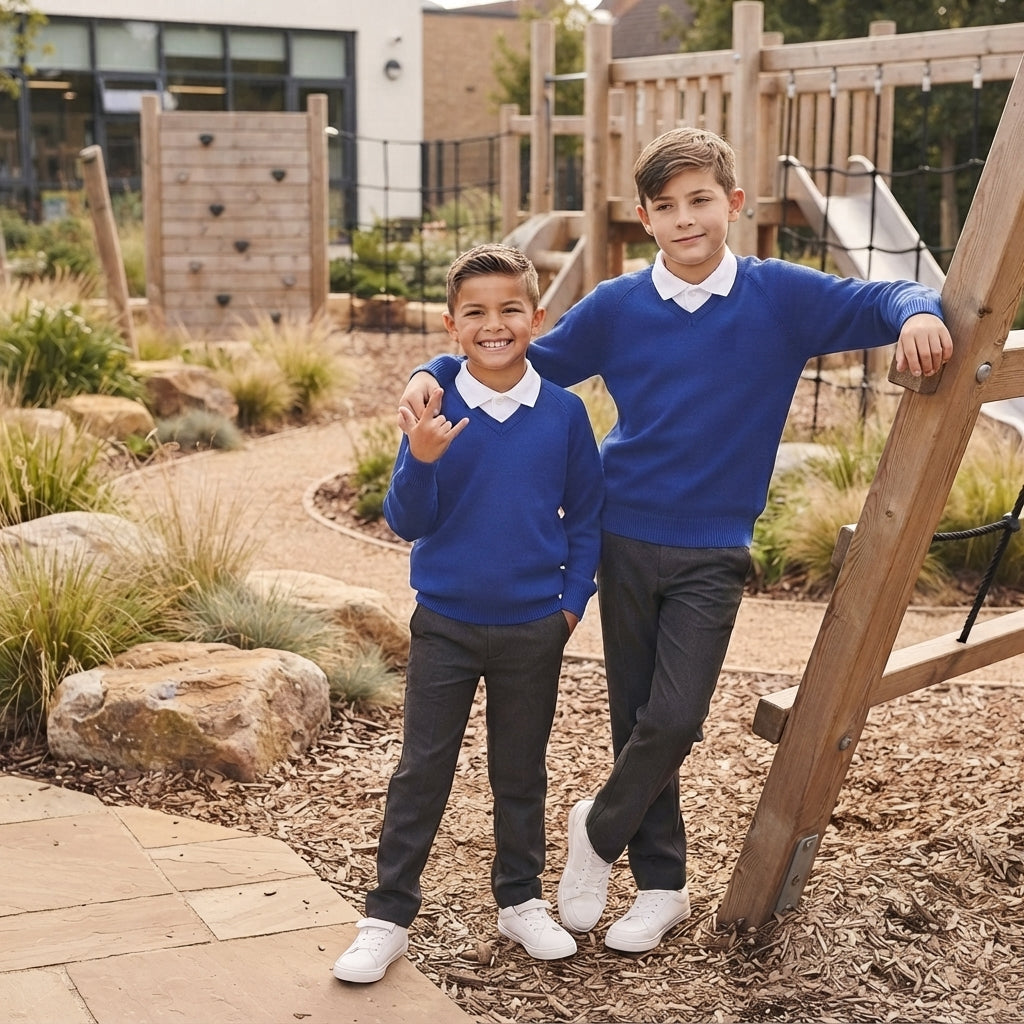 Kids 2 Pack V_Neck School Jumper Ð Long Sleeve Knitwear