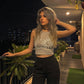 LUXE DIVA Women's Sun & Moon Print Halter Neck Crop Top Celestial Summer