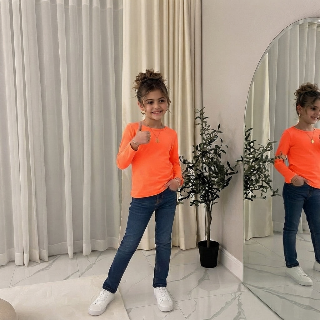 LUXE DIVA Kids Long Sleeve T-Shirt Ages 7–13 Boys Girls Casual Top
