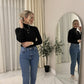 LUXE DIVA Ladies Fine Knit Polo Neck Jumper Super Stretch Ribbed Sweater
