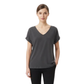 LUXE DIVA Women's Plus Size V-Neck Baggy Top with Turn-Up Short Sleeves