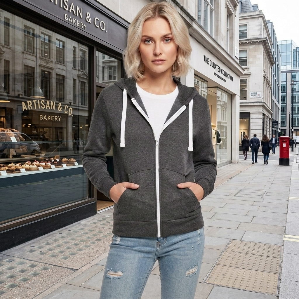LUXE DIVA Women's Fleece Zip Hoodie Hooded Sweatshirt Jacket UK S-5XL