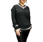Load image into Gallery viewer, Womens New Long Sleeves Ladies Cable Knitted V Neck Stretch Cricket Sweater Jumper
