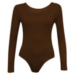 Load image into Gallery viewer, Ladies New Plain Round Neck Long Sleeve Slim Fit Basic Stretchy Leotard Bodysuit Top
