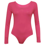 Load image into Gallery viewer, Ladies New Plain Round Neck Long Sleeve Slim Fit Basic Stretchy Leotard Bodysuit Top
