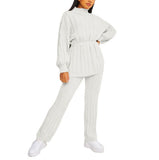 WomenÕs High Neck Belted Knit Set Ð 2 Piece Loungewear
