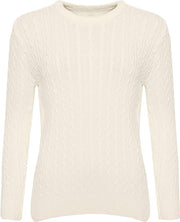 Ladies Long Sleeve Round Neck Knitted Cable Women’s Jumper Knitted Sweater Pull Over Jumper Top Knit Warm Winter Chunky Everyday Casual Pullover Plain Tops Sizes 8-26