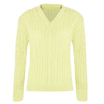 Load image into Gallery viewer, WOMEN&#39;S LADIES CABLE KNITTED LONG SLEEVE CABLE JUMPER V NECK TOP WINTER SWEATER
