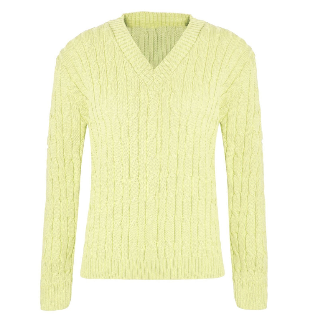 WOMEN'S LADIES CABLE KNITTED LONG SLEEVE CABLE JUMPER V NECK TOP WINTER SWEATER