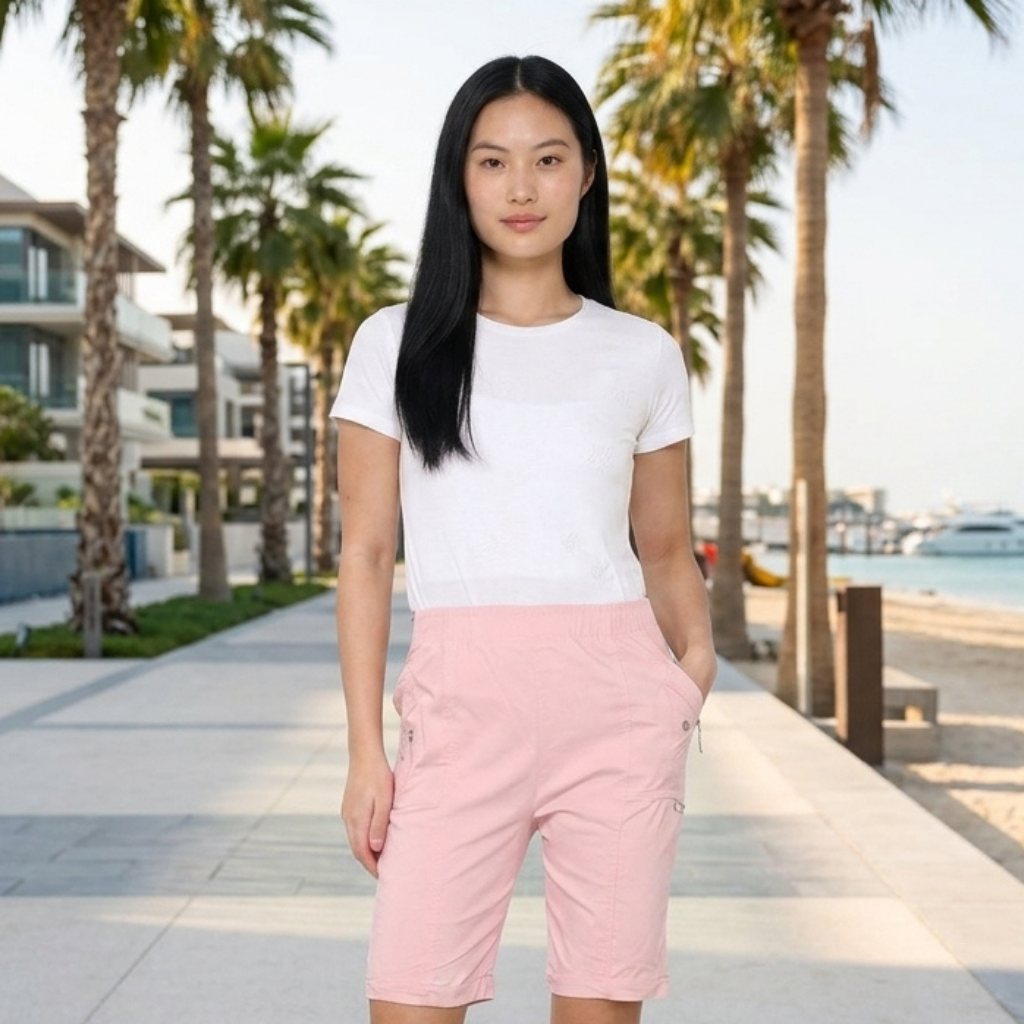 LUXE DIVA Women's Cherry Berry Stretch Shorts – Elasticated Pull-On Summer Casual Shorts