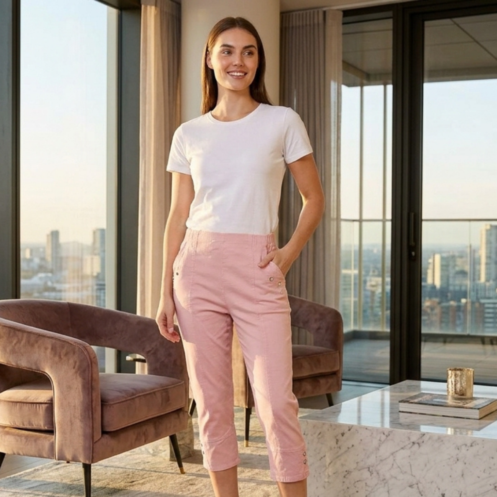 LUXE DIVA Women's Cherry Berry Capri Trousers – Stretch 3/4 Length