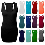 LUXE DIVA Women's Long Racer Back Bodycon Vest Top Gym