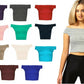 LUXE DIVA Women's Off Shoulder Bardot Crop Top Plain