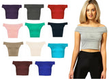LUXE DIVA Women's Off Shoulder Bardot Crop Top Plain