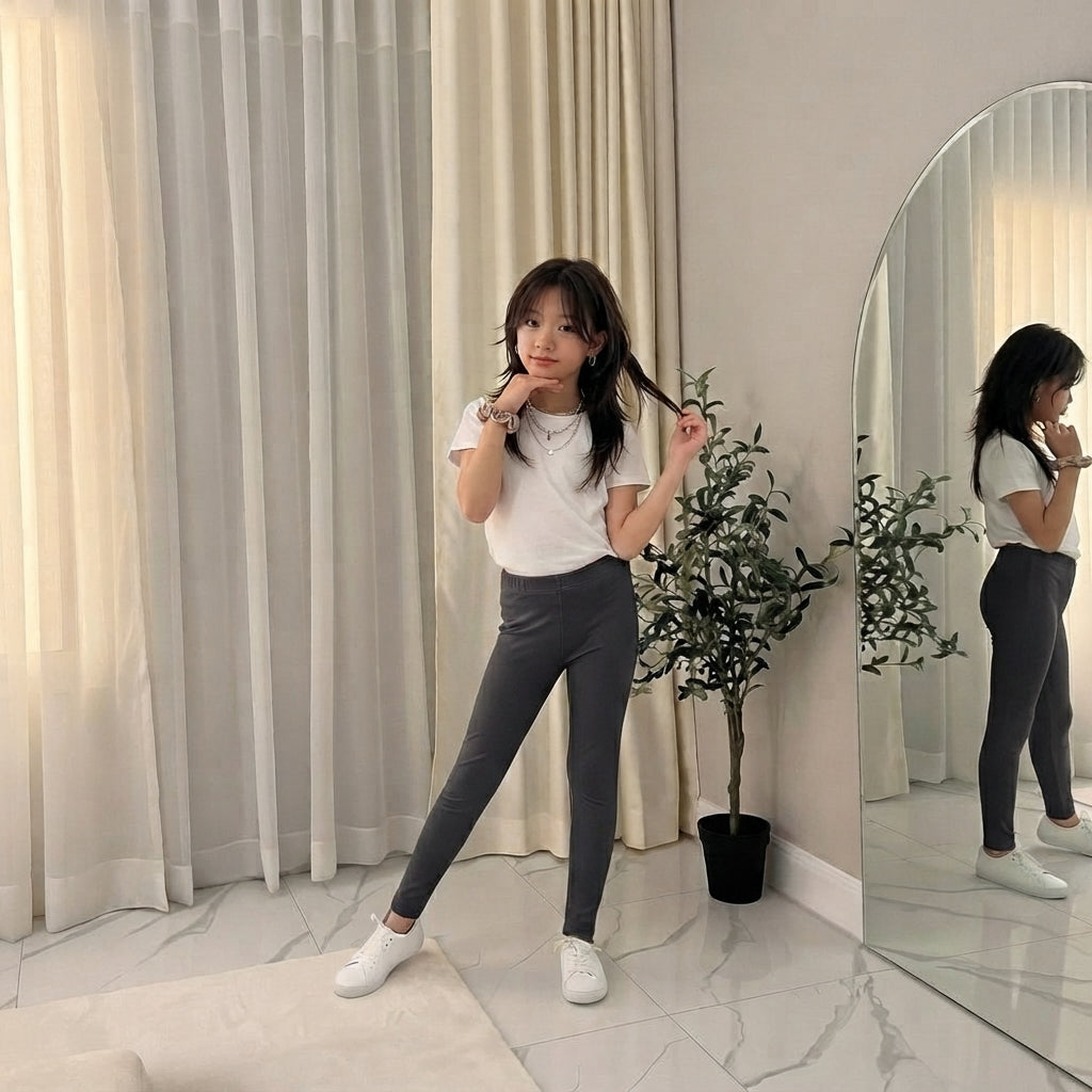 LUXE DIVA Girls Full Length Dance Leggings Stretchy High Waist Kids Activewear Trousers