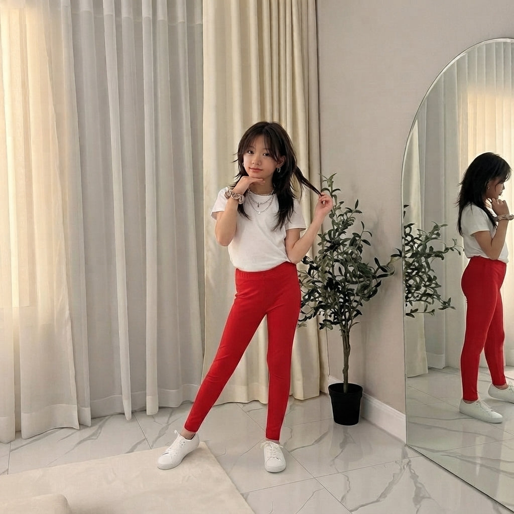 LUXE DIVA Girls Full Length Dance Leggings Stretchy High Waist Kids Activewear Trousers