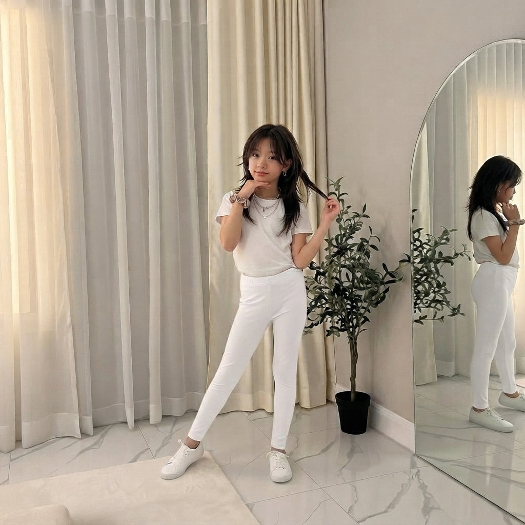 LUXE DIVA Girls Full Length Dance Leggings Stretchy High Waist Kids Activewear Trousers