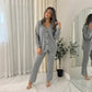 LUXE DIVA Women's Italian Knit 4 Button Cardigan Co Ord Set