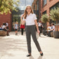 LUXE DIVA Girls Pull Up School Trousers Uniform Half Elasticated Heart Pendant