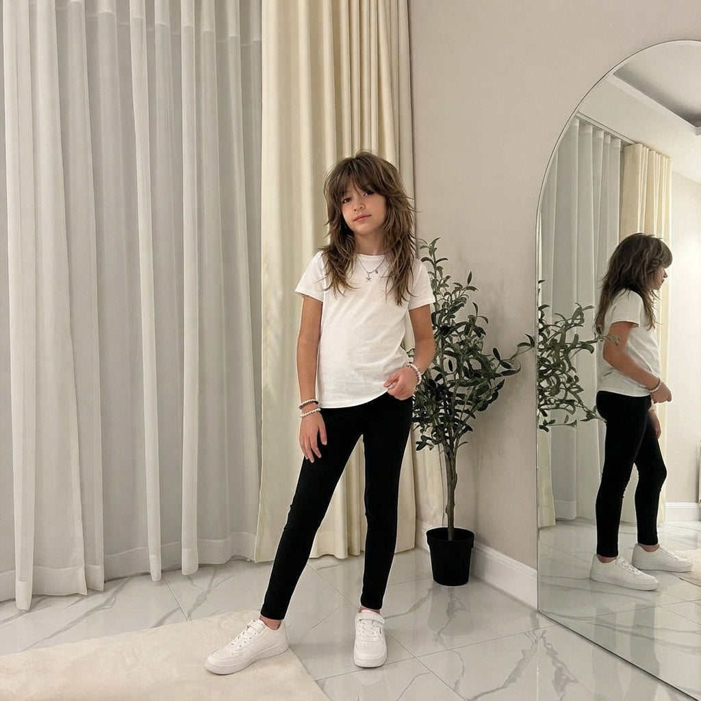 LUXE DIVA Girls Cotton Leggings 1 & 2 Pack Full Length School Leggings Kids