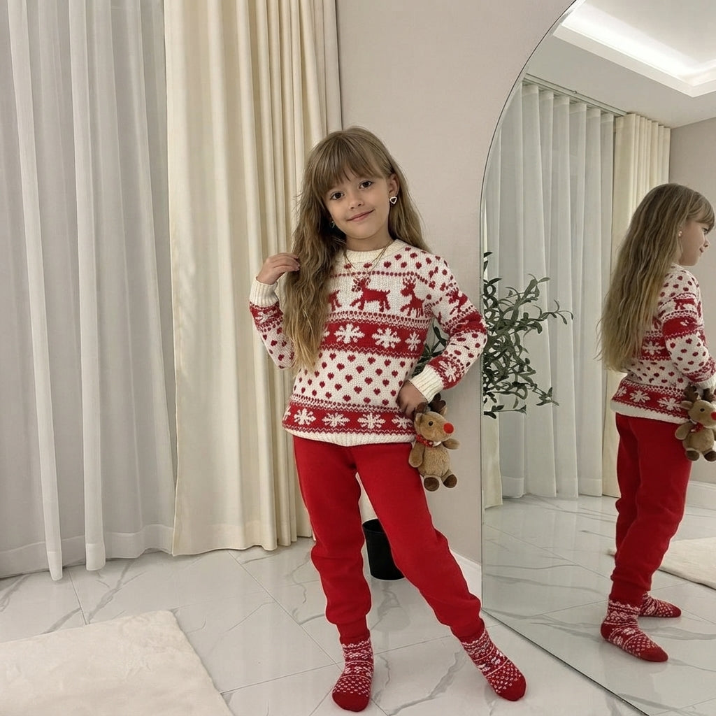 LUXE DIVA Kids Unisex Christmas Jumper Reindeer Rudolph Knitted Xmas Sweater