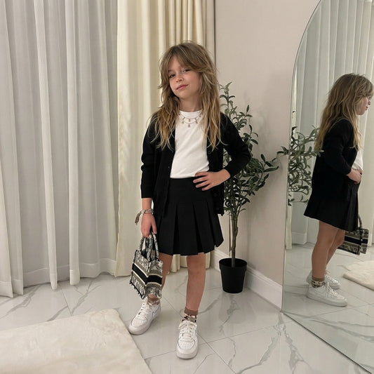Girls V-Neck School Cardigans Long Sleeve Button-up knitwear for School Uniform